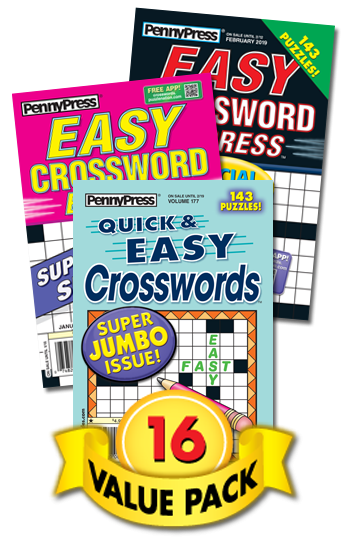 Penny Press All Crossword Value Pack 16 Penny Dell Puzzles - 16 Pack Easy Crossword Puzzle Books By Pennydell