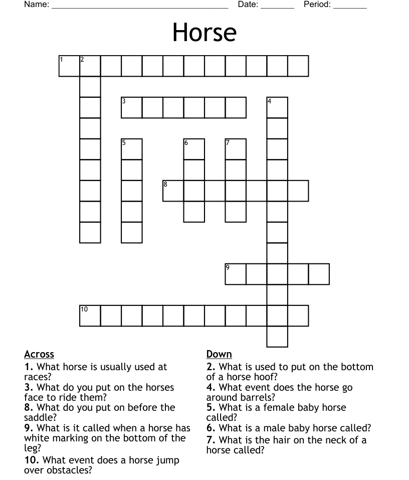 An Easy Gait Of A Horse Crossword Easycrosswordpuzzlesprintable com