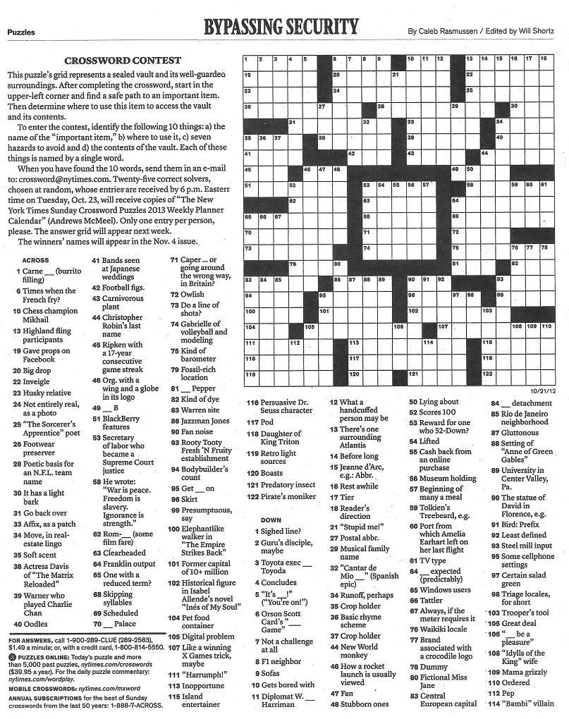 Free Printable Nyt Sunday Crossword Puzzles In The New York Times  - Are The New York Times Crossword Puzzles Easier