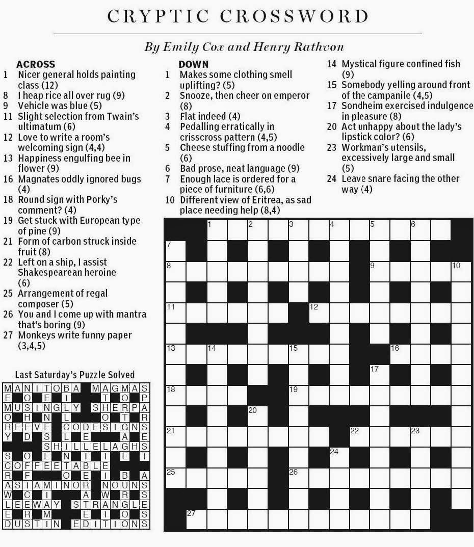 54 Best For Puzzles Daily Cryptic Crossword Crossword Clue - Best Daily Easy Cryptic Crossword