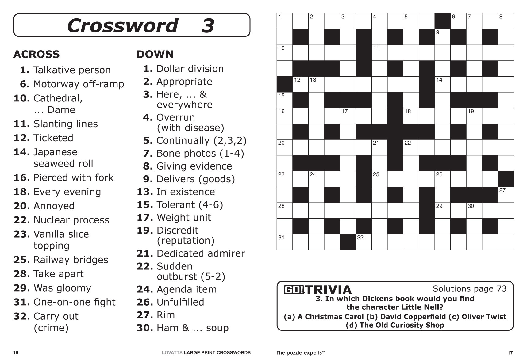 Large Print Crosswords Magazine Lovatts Crossword Puzzles Games Trivia - Big And Easy Crossword Puzzle Magazines