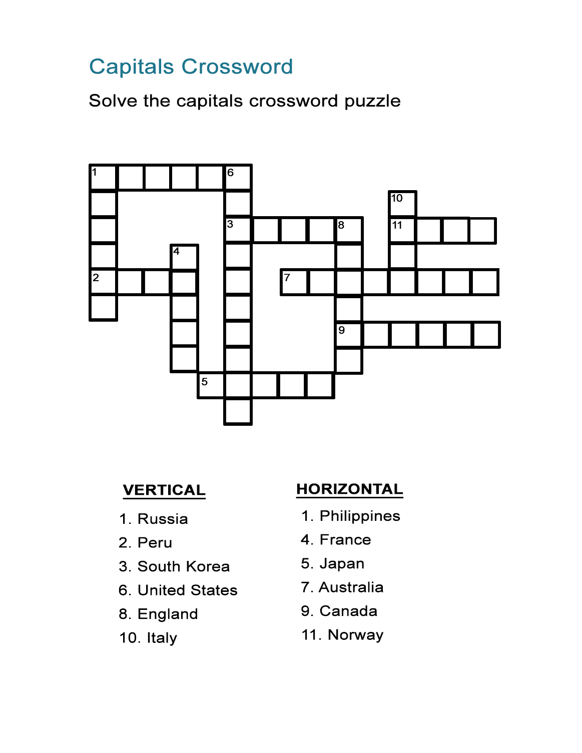 Printable Geography Crossword Printable Crossword Puzzles - Big Easy City Crossword