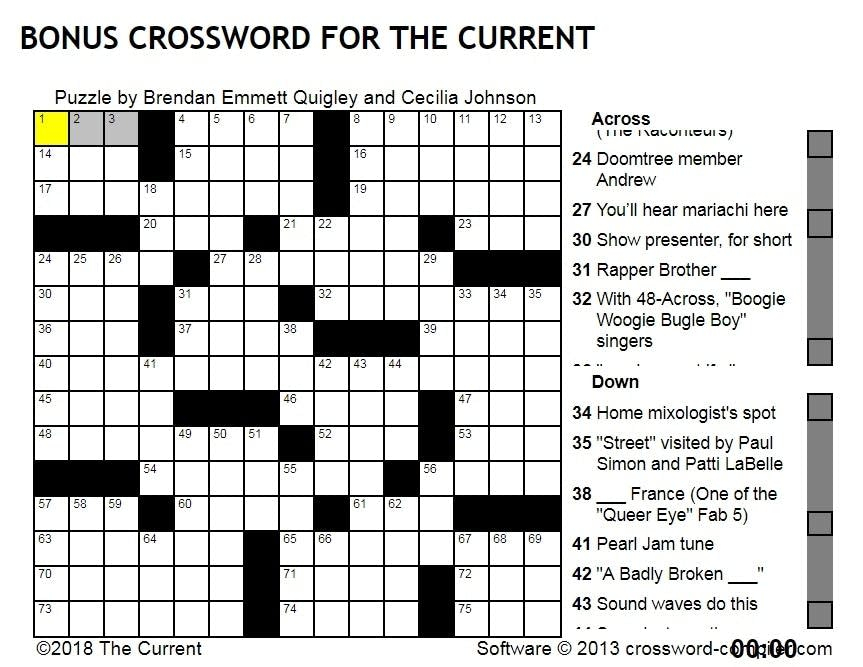 Try Solving The Current Crossword Puzzle The Current - Brendan Quigley Easy Crossword