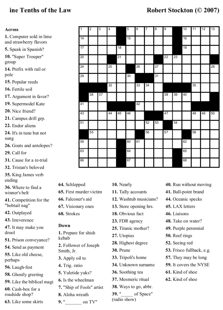 Crossword Puzzles Printable Printable Crossword Puzzles Free  - Calm Down And Take It Easy Crossword