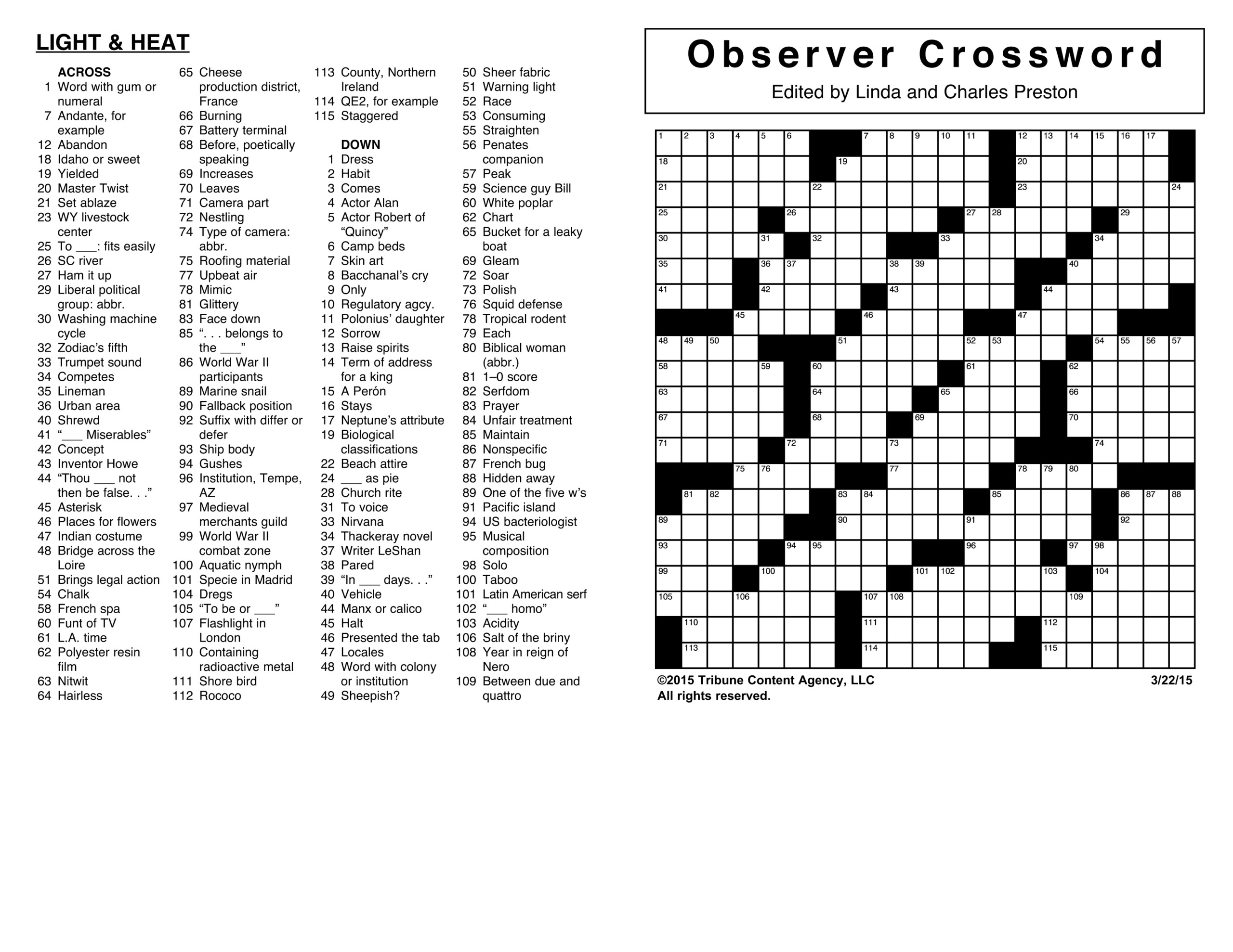 Printable Crossword Puzzles Chicago Tribune Printable Crossword Puzzles - Chicago Tribune Easy Crossword