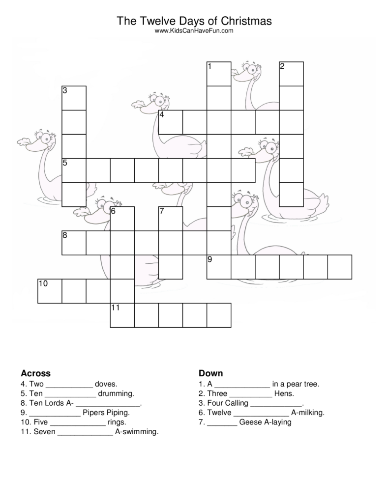 5 Easy Christmas Crosswords For Kids Printable - Christmas Crossword Easy