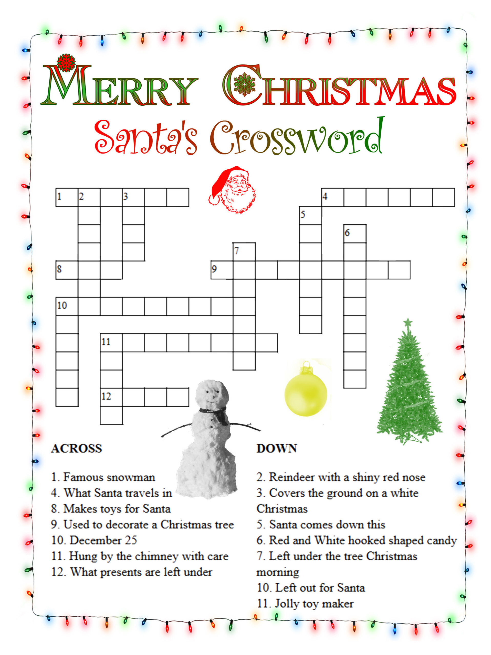 Christmas Crossword Puzzles Best Coloring Pages For Kids - Christmas Crossword Puzzle Easy