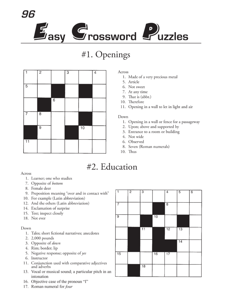 Free Easy Printable Crossword Puzzles For Adults - Crossword Clue Clear And Easy To Understand