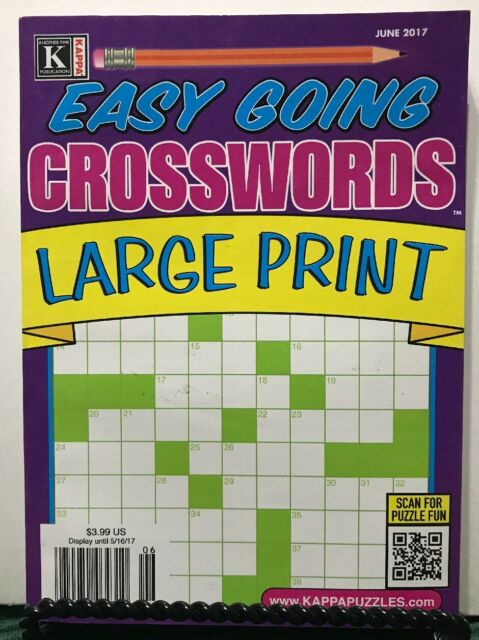 Kappa Easy Going Crosswords Large Print Puzzle Fun June 2017 FREE  - Crossword Easy Going Sort