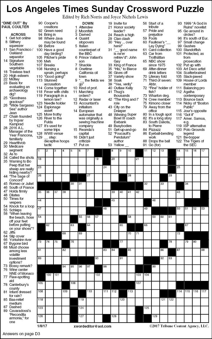 Los Angeles Times Crossword Puzzle Printable Printable Crossword Puzzles - Crossword La Times Easy