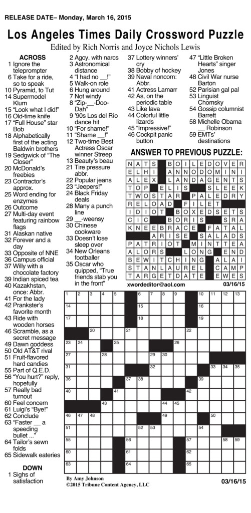 20150316pzdxl a jpg - Crossword La Times Easy