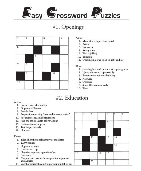 Free Printable Crossword Puzzle 14 Free PDF Documents Download  - Crossword Pdf Easy Kids