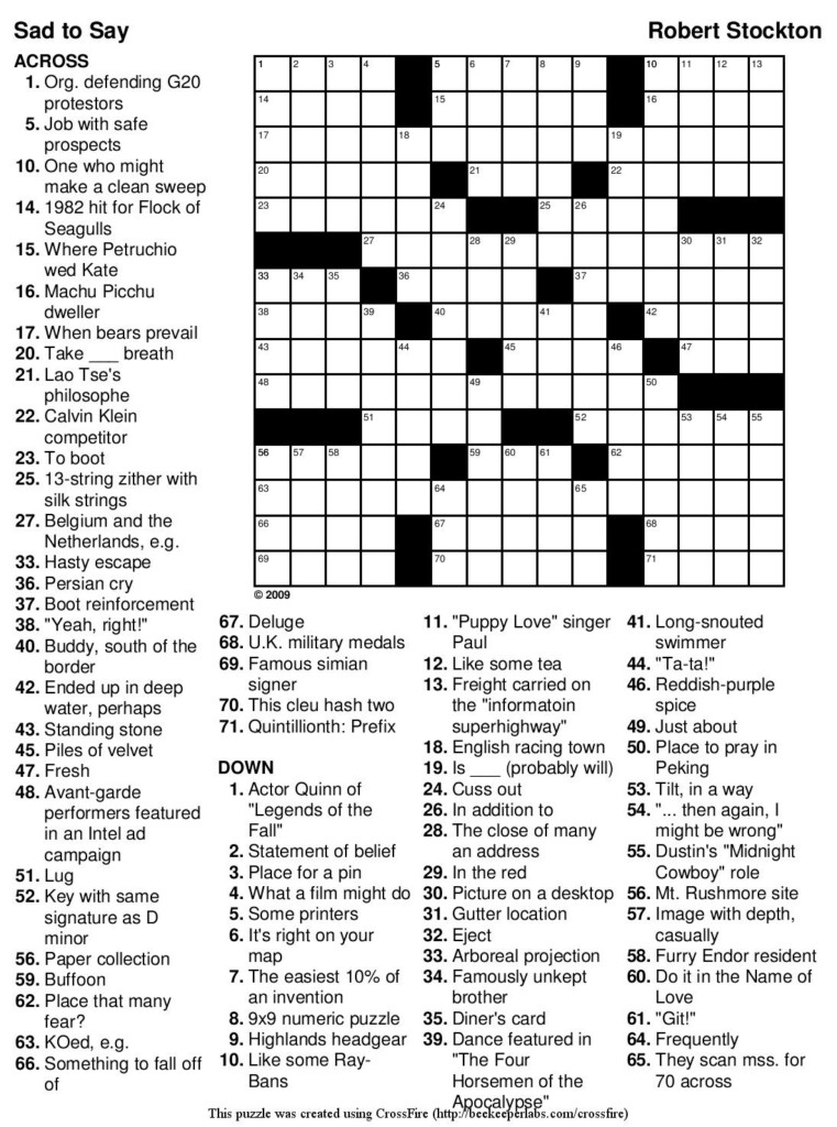 7 Very Easy Crossword Puzzles In 2020 Free Printable Crossword  - Crossword Puzzle Clue Took It Easy