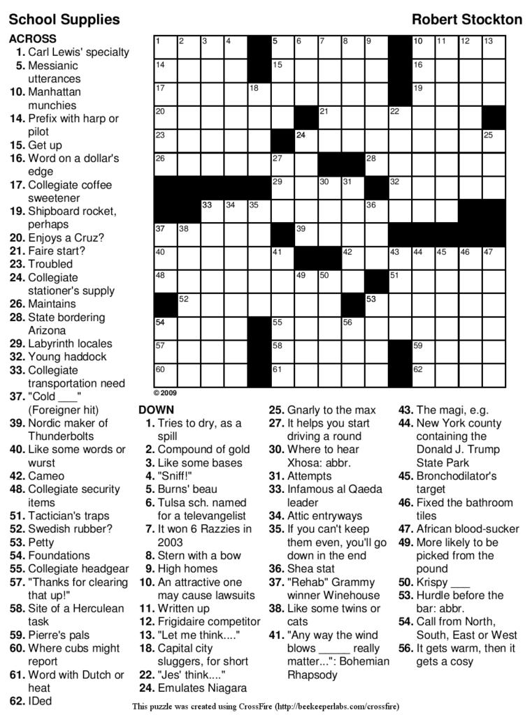 Free Easy Printable Crossword Puzzles For Kids Printable Crossword  - Crossword Puzzle Easy Printable Free