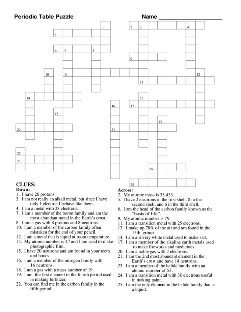 8 Images Periodic Table Puzzle Answer Sheet And Review Alqu Blog - Crossword Puzzle Periodic Table Answer Key Www.easy Teacher Worksheets