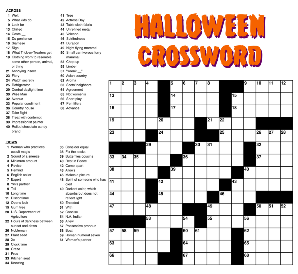 10 Best Large Print Easy Crossword Puzzles Printable Printablee - Crossword Puzzles For Print Easy
