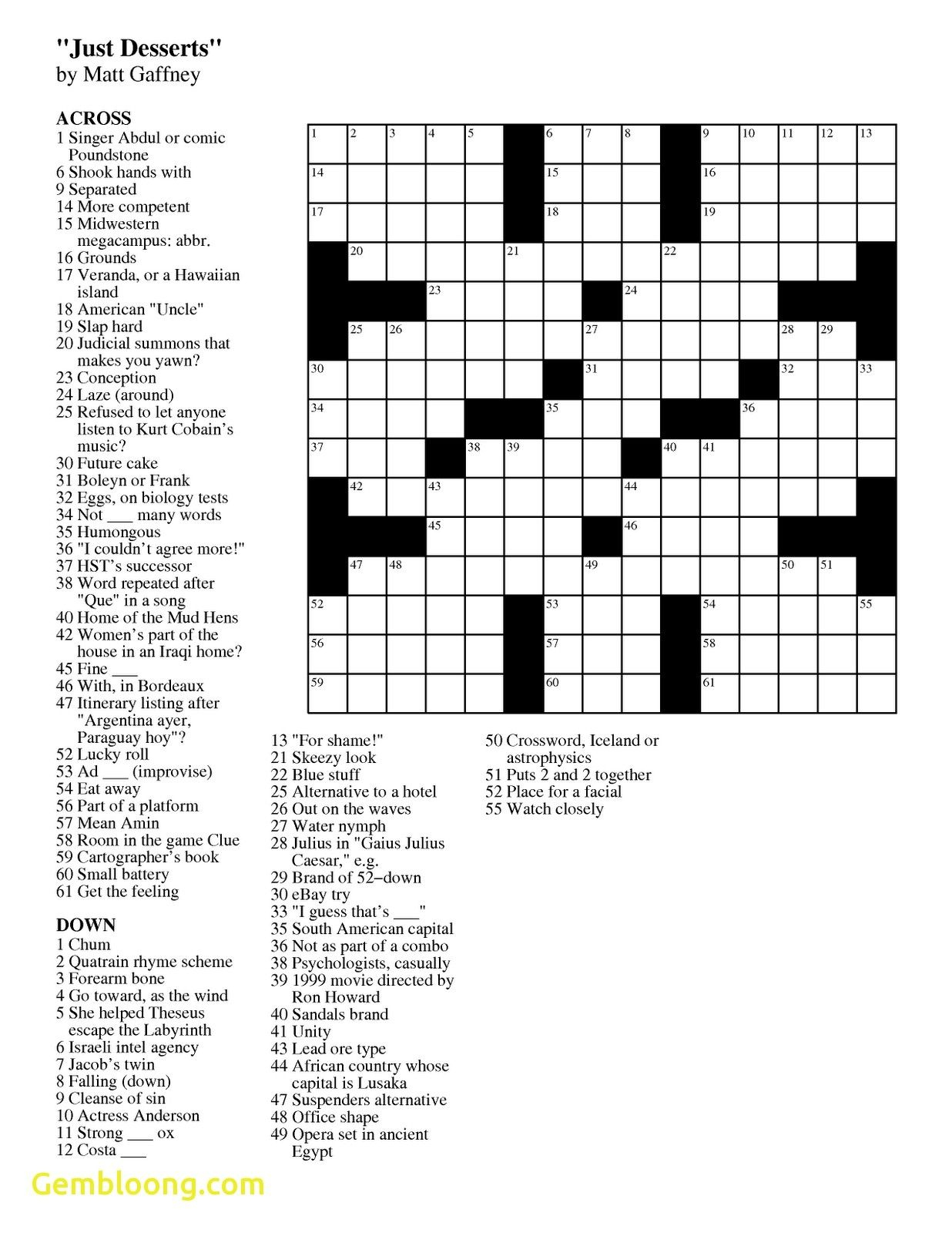 Printable Crossword Puzzle Usa Today Printable Crossword Puzzles - Crossword Usa Today Easy