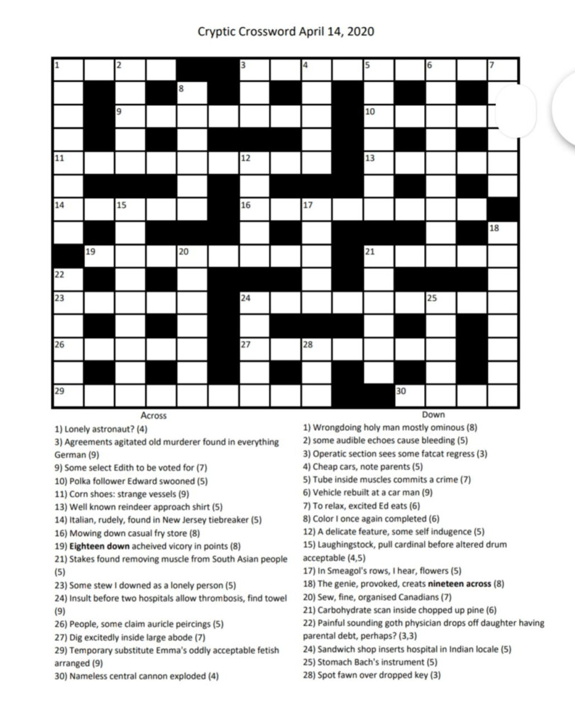55 Cryptic Crossword Examples Daily Crossword Clue - Cryptic Crossword Easy Example