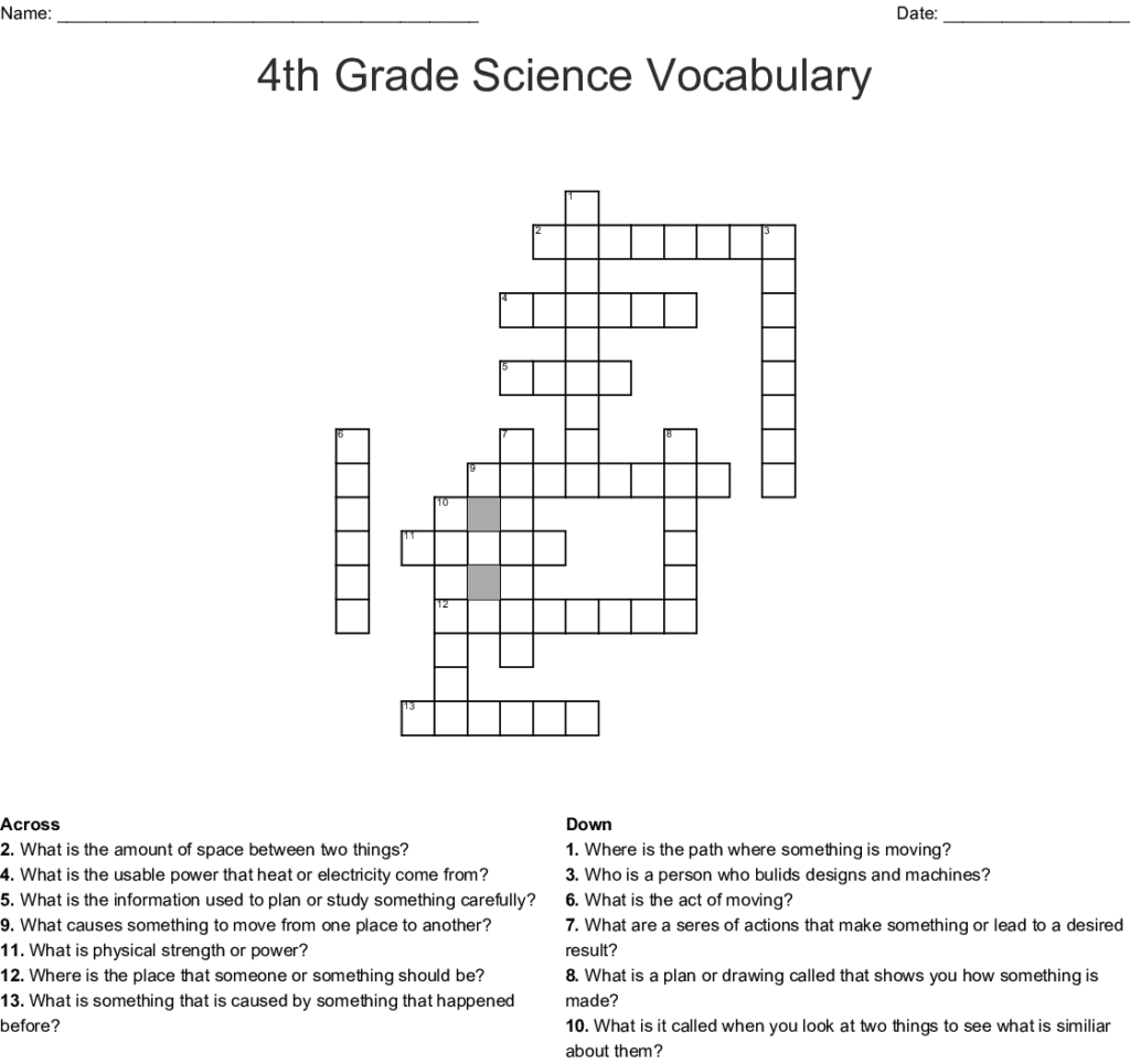 4th Grade Printable Crossword Puzzles Printable 4th Grade Printable  - Daily Themed Crossword Easy Peasy Level 4