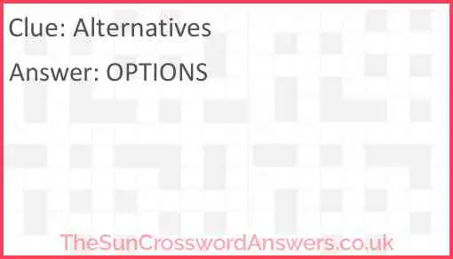 Alternatives Crossword Clue TheSunCrosswordAnswers co uk - Easier Alternative Crossword Clue