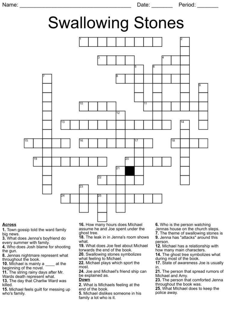 Swallowing Stones Crossword WordMint - Easier To Swallow Crossword