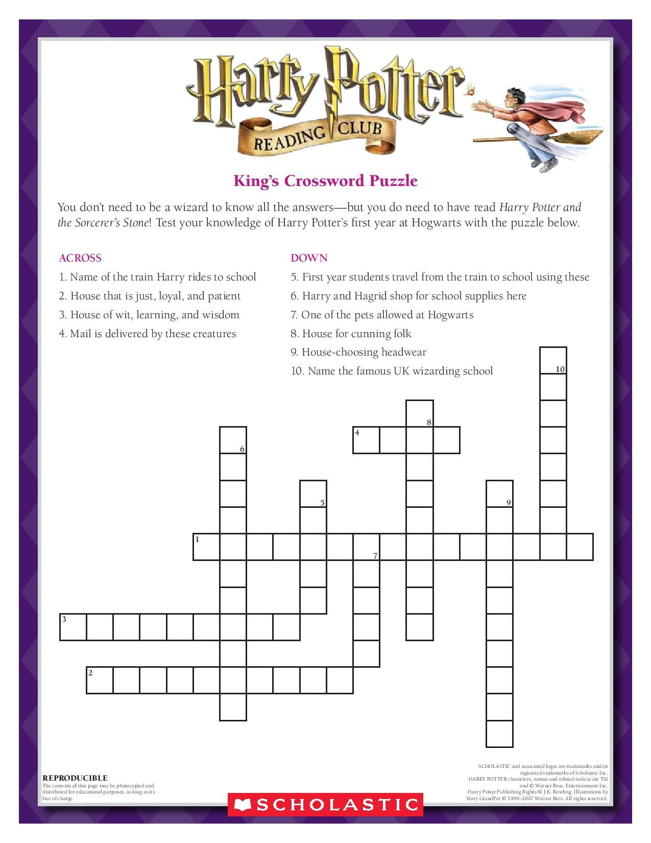 Pin By Scholastic On Harry Potter Harry Potter Lessons Harry Potter  - Easy A Star Stone Crossword