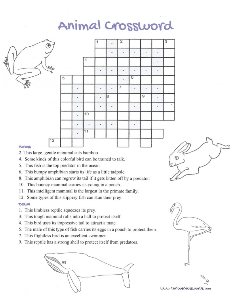 Curious Crosswords Animal Crossword - Easy Animal Crossword