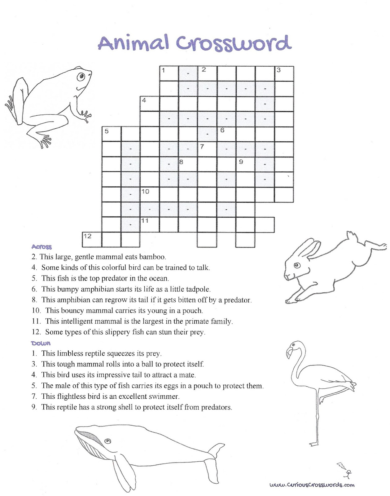 Curious Crosswords Animal Crossword - Easy Animal Crossword Puzzles