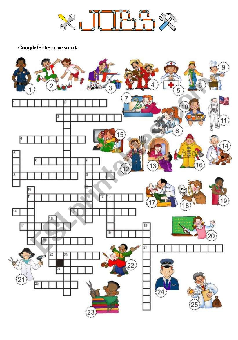 JOBS Crossword 3 Of 7 ESL Worksheet By Robirimini - Easy As A Job Crossword