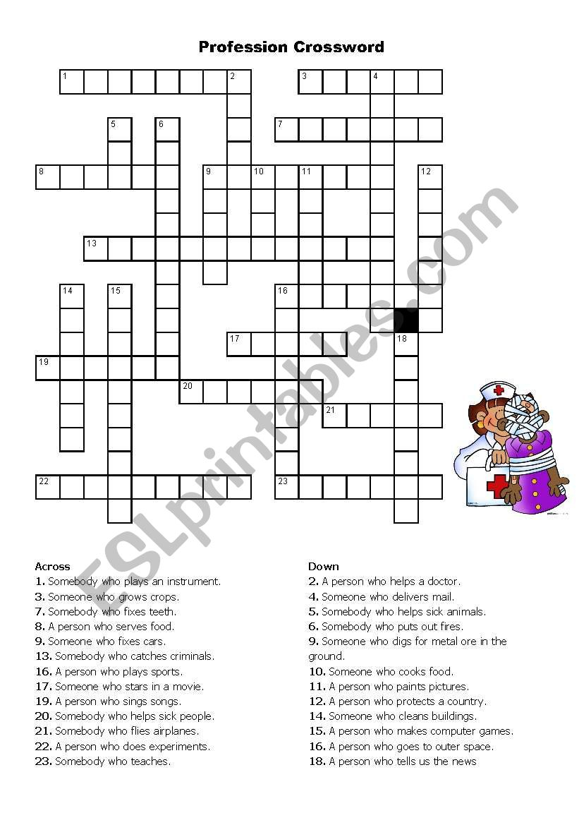 Job Crossword ESL Worksheet By Amien - Easy As A Job Crossword