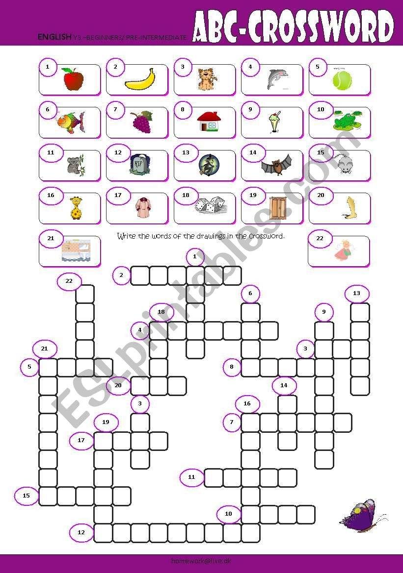 ABC Crossword ESL Worksheet By Mulle - Easy As Abc Crosswords