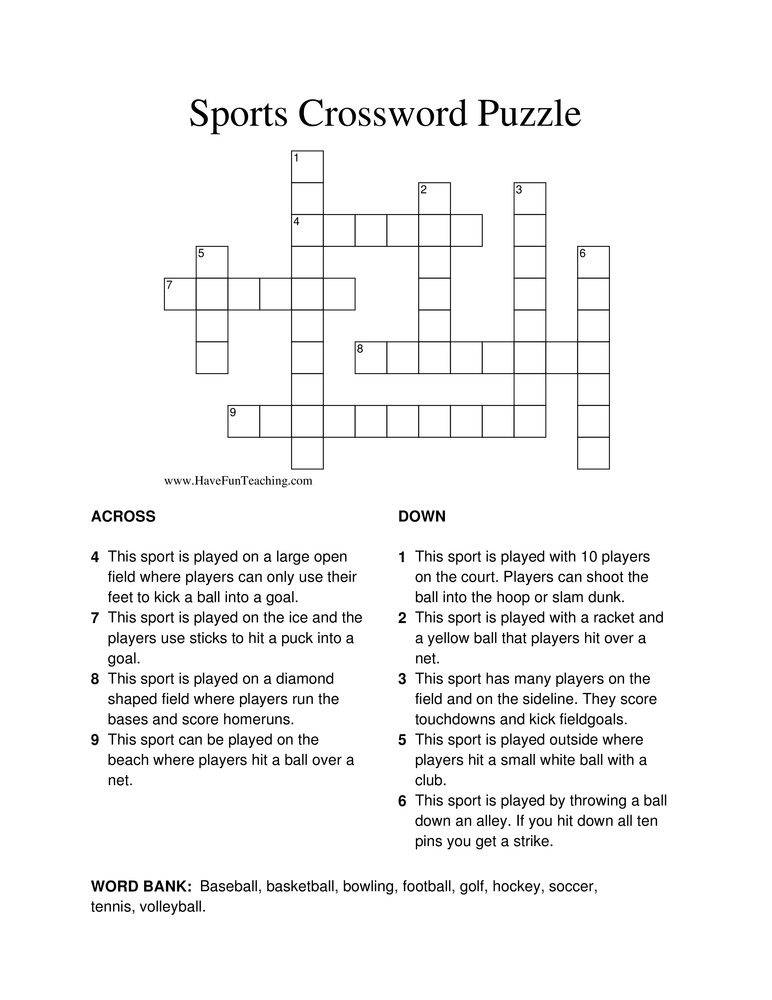 Printable Basketball Crossword Puzzles Activity Shelter - Easy Basketball Shot Crossword