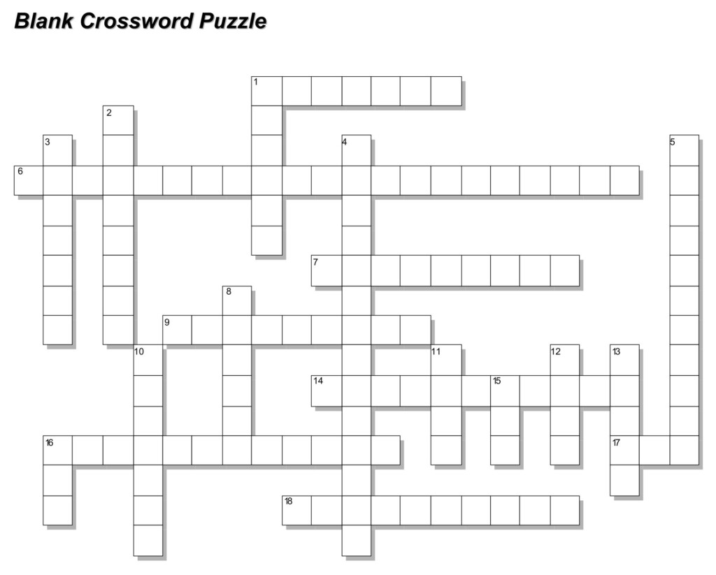 10 Best Free Printable Blank Crossword Puzzle Template Printablee - Easy Blank Crossword Clue