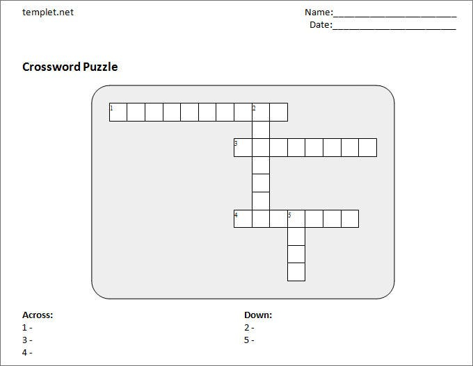 19 Blank Crossword Template Crossword Template Free Premium  - Easy Blank Simple Crossword Clue