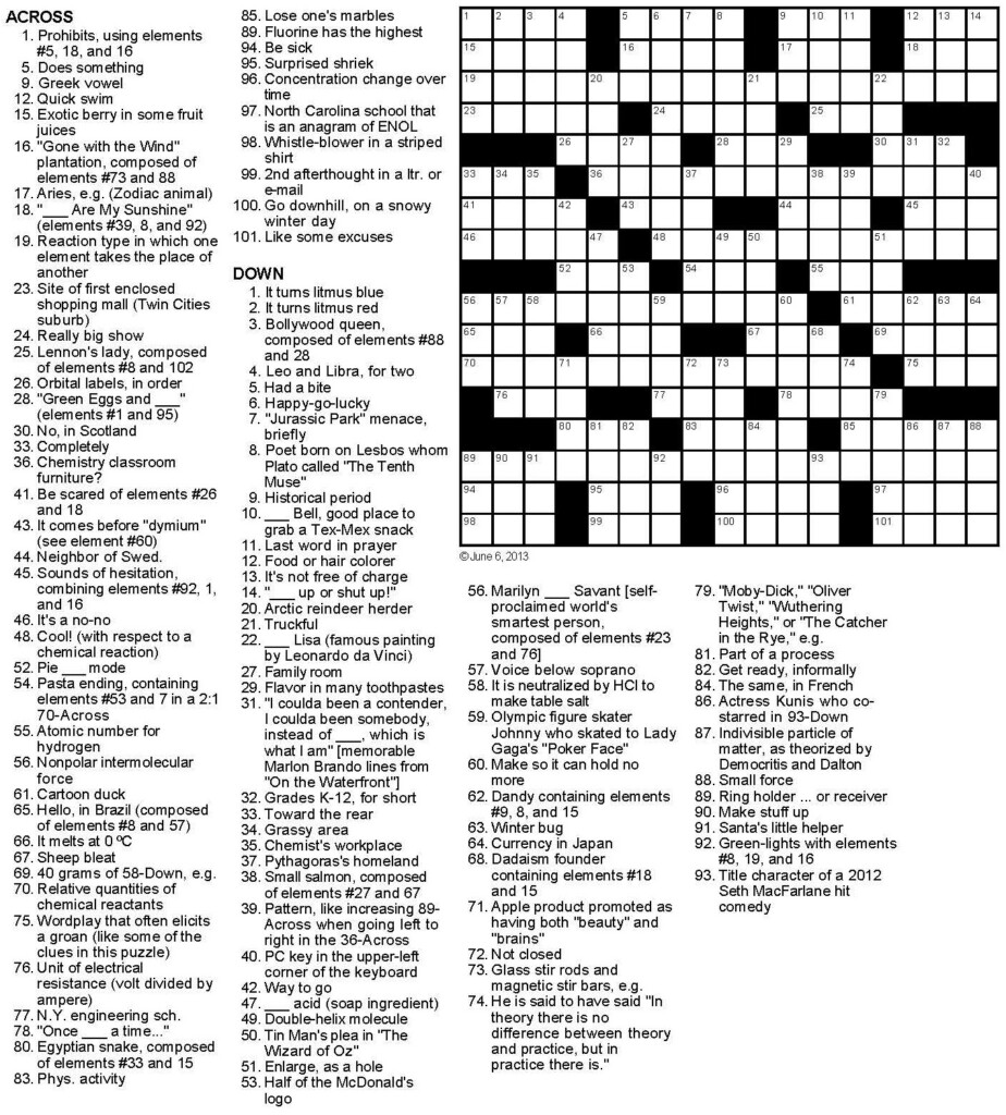 18 Educative Chemistry Crossword Puzzles KittyBabyLove - Easy Chemistry Crossword