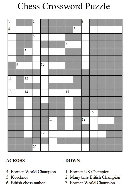 Tartajubow On Chess II Chess Crossword Puzzle - Easy Chess Win Crossword Clue