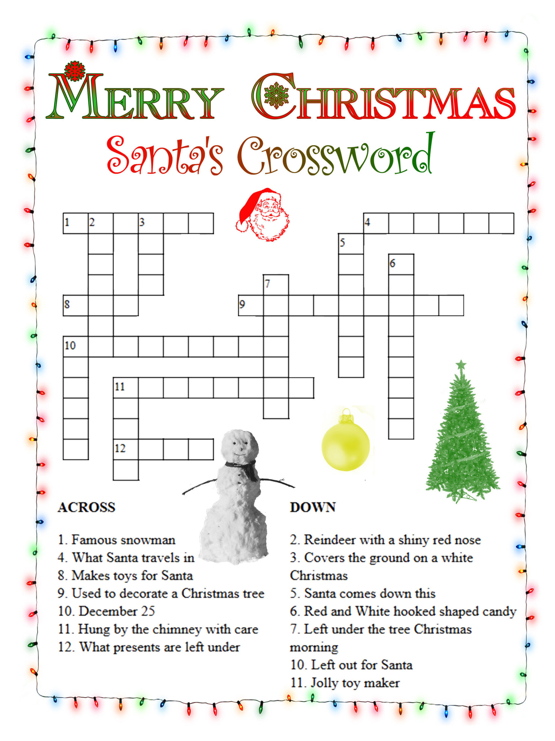 Christmas Crossword Puzzles Best Coloring Pages For Kids - Easy Christmas Crossword Printable