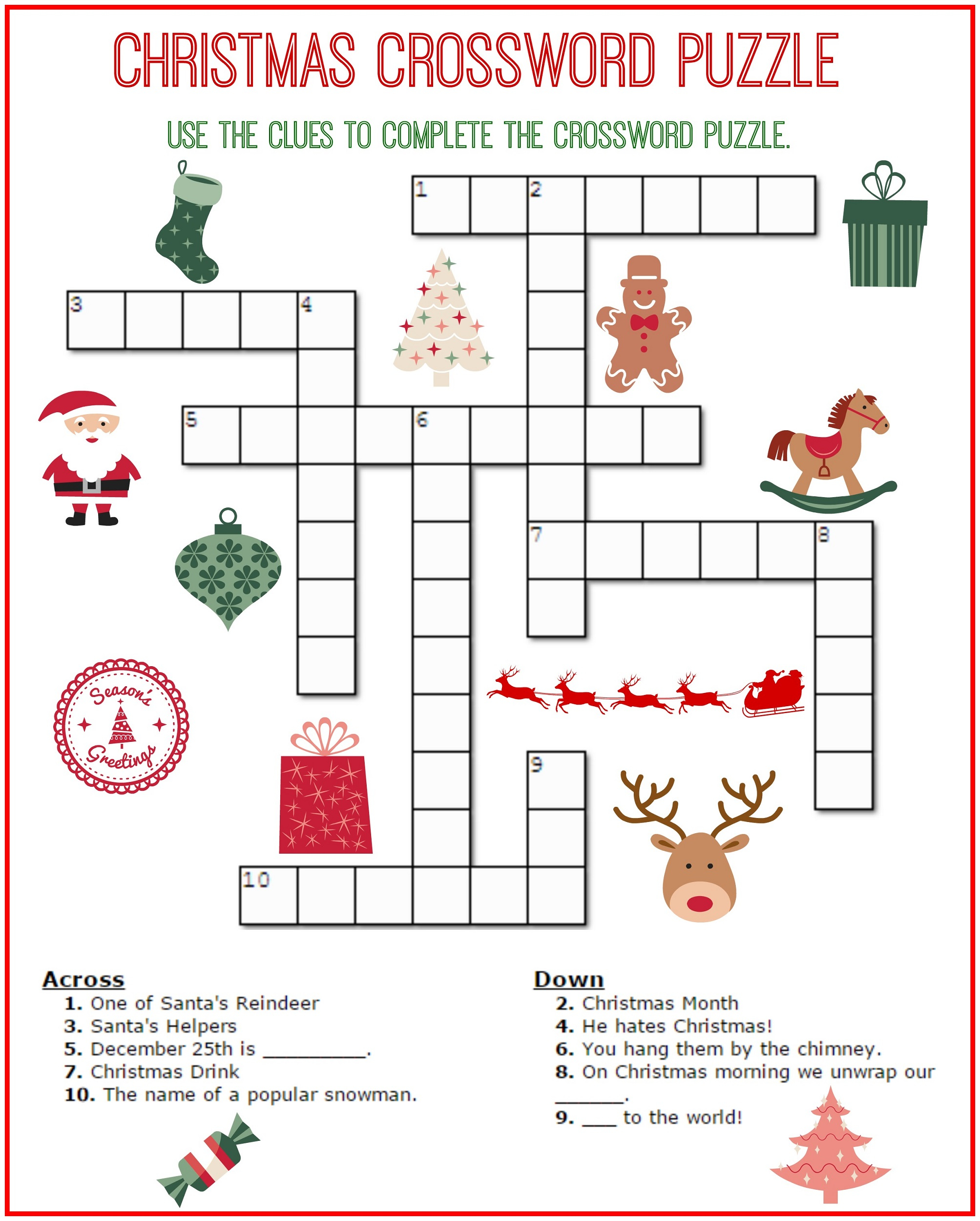 Easy Kids Crosswords Puzzles Activity Shelter - Easy Christmas Crossword Puzzles For Children