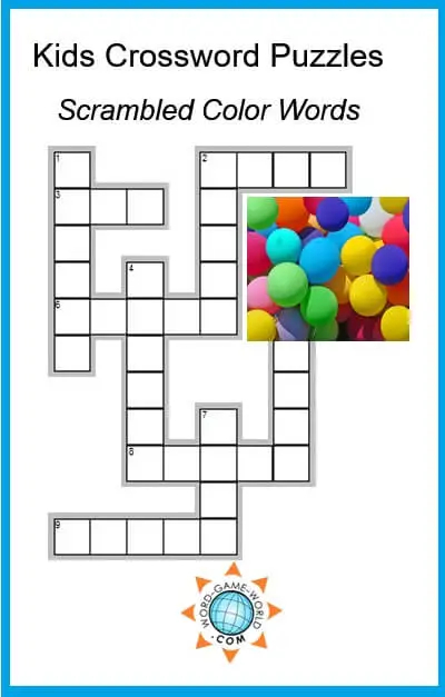 Fun Kids Crossword Puzzles - Easy Color Crossword Puzzles