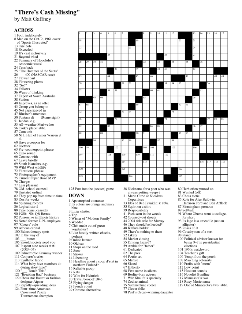 February 2013 Matt Gaffney s Weekly Crossword Contest - Easy Copy And Paste Word Crossword