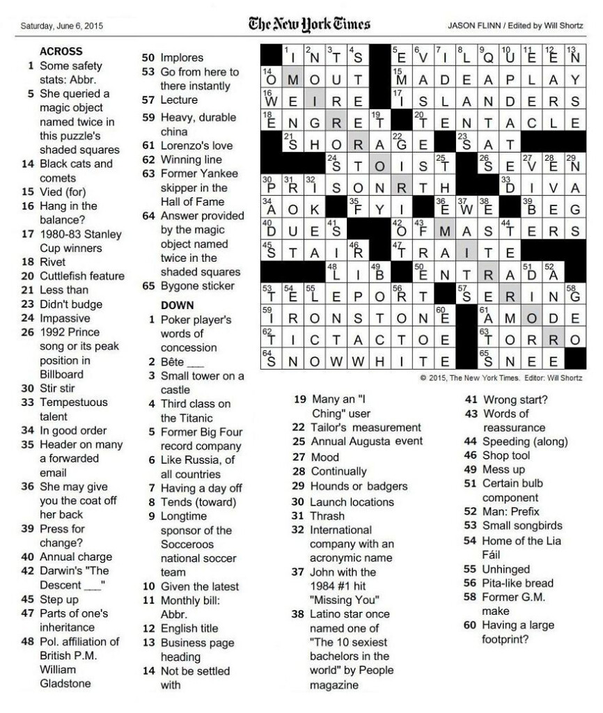 The New York Times Crossword In Gothic 06 06 15 Mirror Mirror - Easy Crossword Daily Mirror