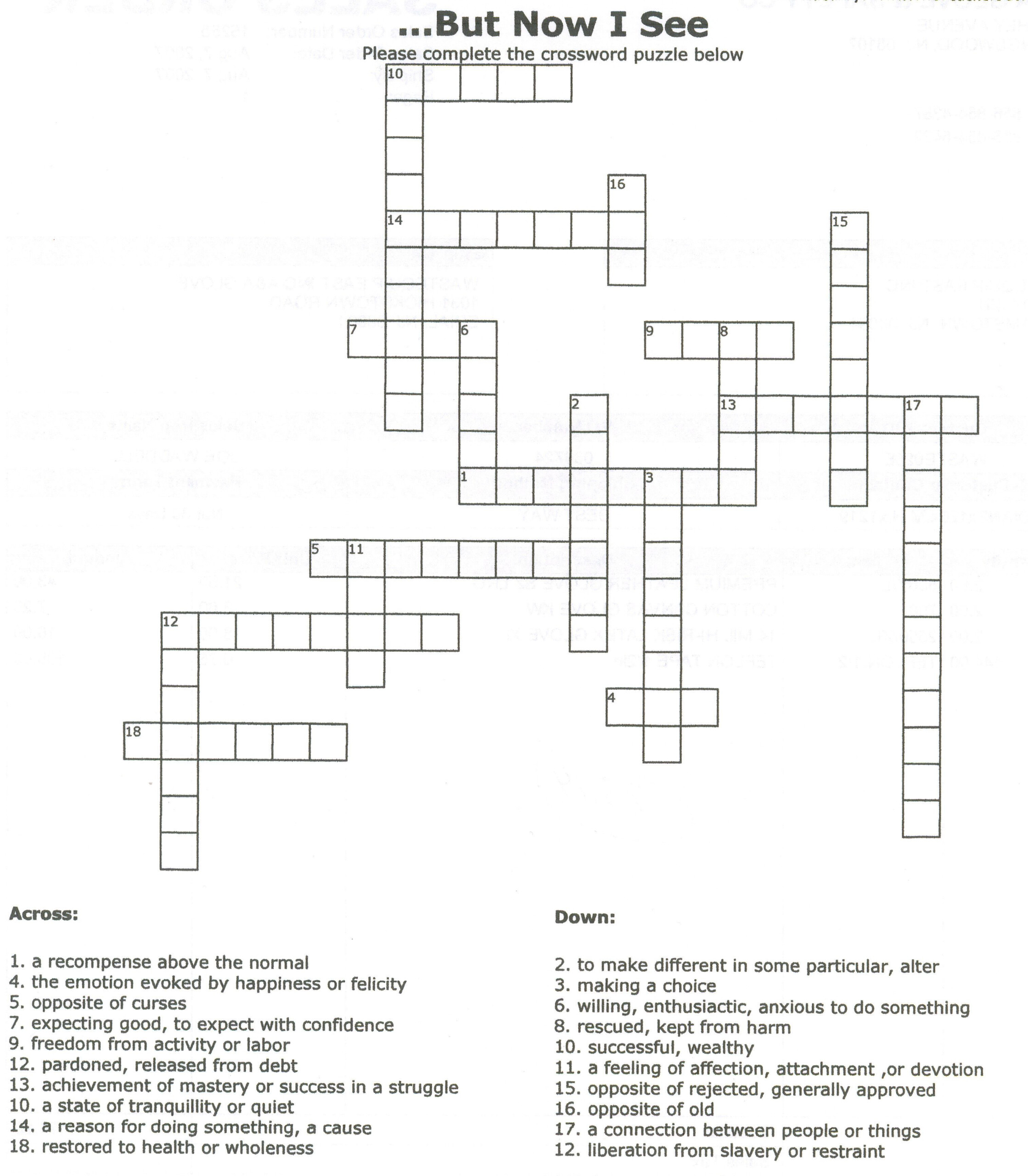 Free Printable Crossword Puzzle For Teens Adults Seniors Free  - Easy Crossword For Teens