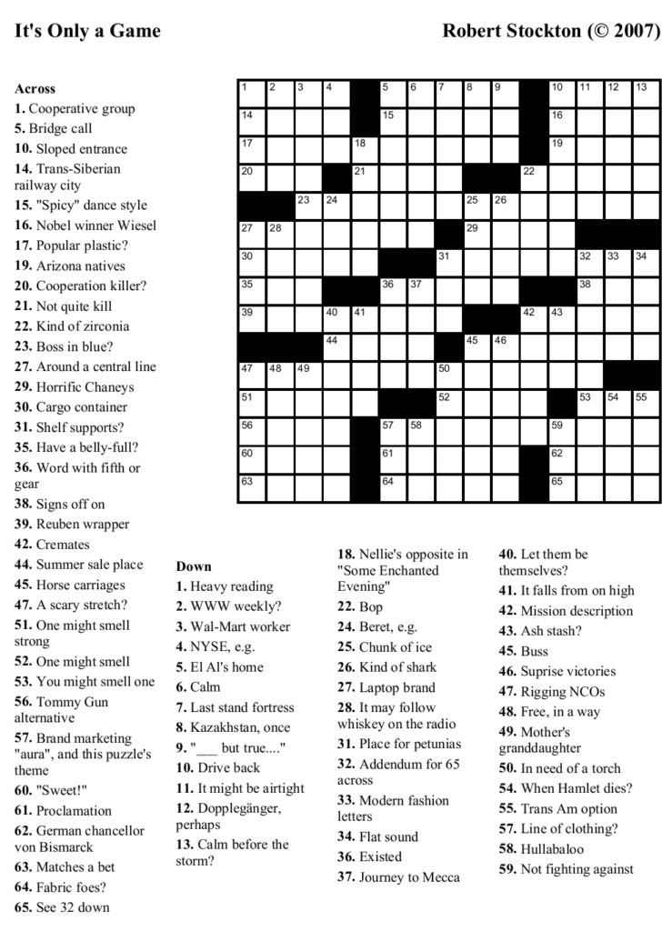Easy Free Printable Crossword Puzzles Medium Difficulty Free Daily  - Easy Crossword Game Online