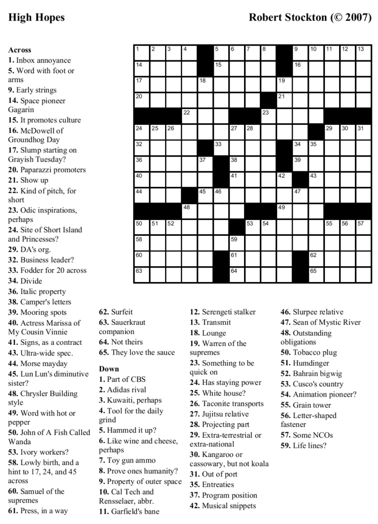 Free Online Printable Crossword Puzzles Free Printable - Easy Crossword In The Indo