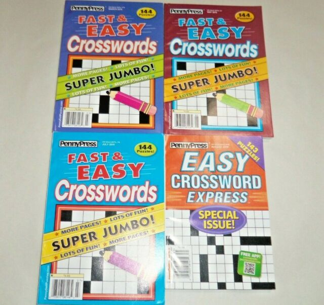4 PENNY PRESS EASY CROSSWORD PUZZLE BOOKS 2019 JUMBO 143 144 PUZZLES  - Easy Crossword Puzzle Books For Sale