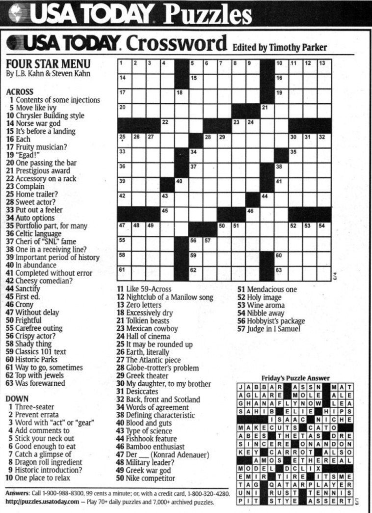 Usa Today Crossword Puzzle Printable Printable Crossword Puzzles - Easy Crossword Puzzle Usa Today