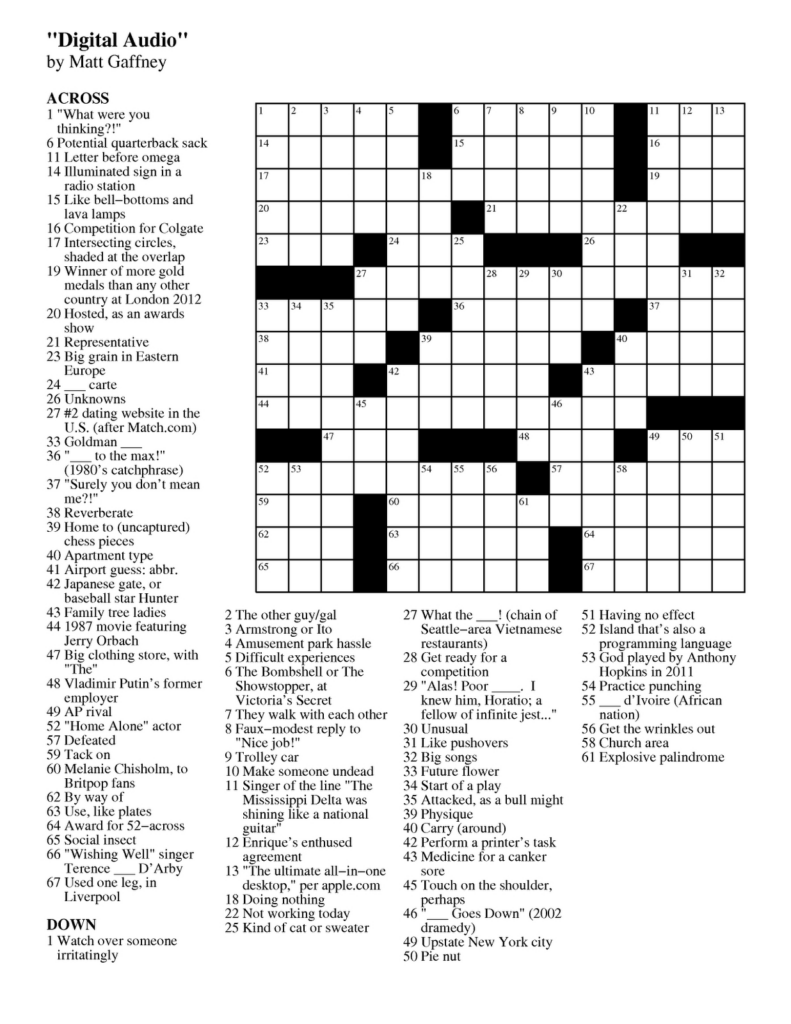 Daily Printable Universal Crossword Printable Crossword Puzzles - Easy Crossword Puzzles Celebrity