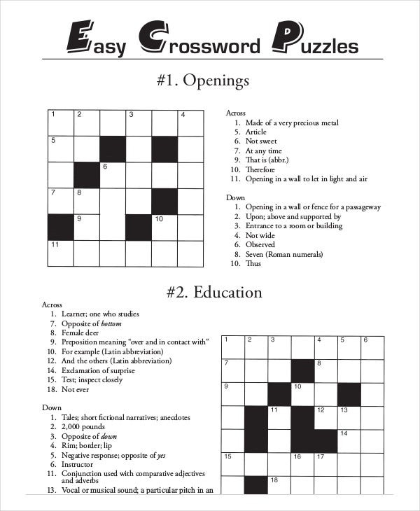 Free Printable Crossword Puzzle 14 Free PDF Documents Download  - Easy Crossword Puzzles Easy