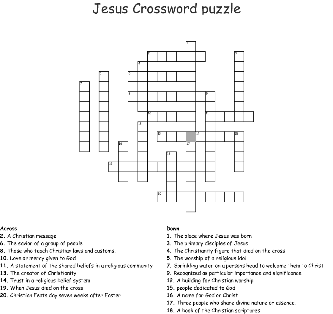 Jesus Crossword Puzzle WordMint - Easy Crossword Puzzles Jesus