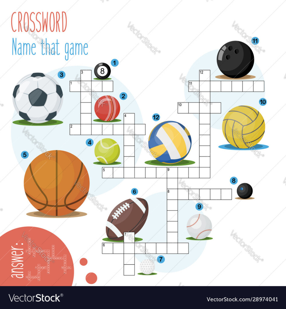 Easy Crossword Puzzle Name That Game For Children Vector Image - Easy Crossword Puzzles Names Of People